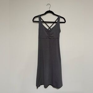 Prana Rebecca Black White Striped Athletic Midi Dress Size Small Outdoor Stretch